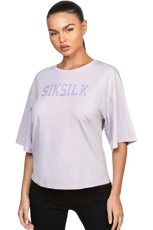 SikSilk Womens/Ladies Varsity Crop T-Shirt - Purple - Purple - 10 UK