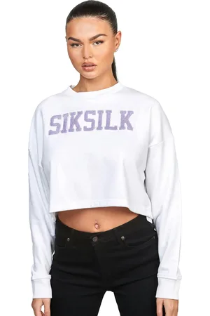 SikSilk Womens/Ladies Varsity Crop Sweatshirt - White - White - 8 UK