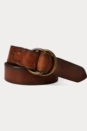 Ralph Lauren Distressed Leather Double-O-Ring Belt