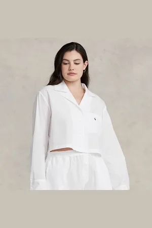 Ralph Lauren Crop Top & Boxer Poplin Pyjama Set