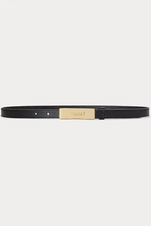 Ralph Lauren Logo Leather Skinny Belt