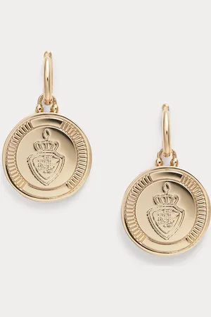 Ralph Lauren Tone Crest Drop Huggie Earrings