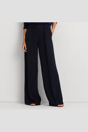 Ralph Lauren Double-Faced Georgette Wide-Leg Trouser