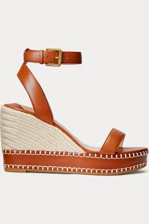 Ralph Lauren Hilarie Burnished Leather Espadrille