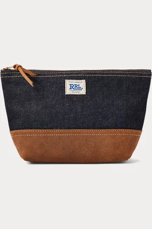 Ralph Lauren Suede-Trim Denim Pouch