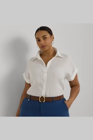 Ralph Lauren Curve - Relaxed Fit Linen Short-Sleeve Shirt