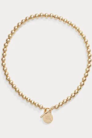 Ralph Lauren Tone Logo Beaded Necklace