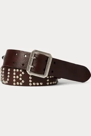 Ralph Lauren Studded-Logo Leather Belt