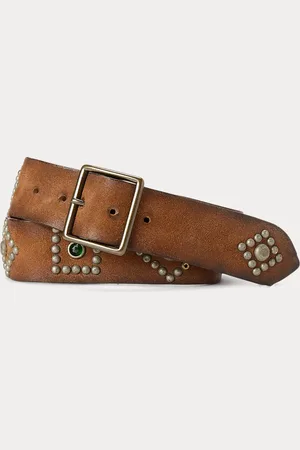 Ralph Lauren Studded Roughout Leather Belt