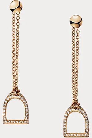 Ralph Lauren Pave Diamond Stirrup Chain Earrings