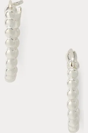 Ralph Lauren Sterling Beaded Hoop Earrings