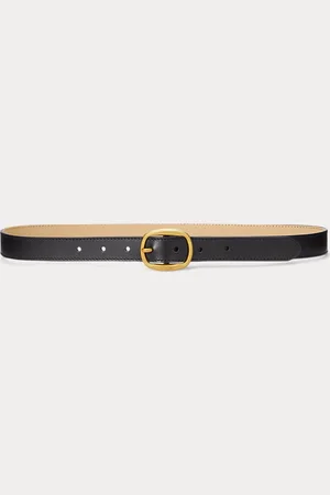 Ralph Lauren Oval-Buckle Skinny Leather Belt