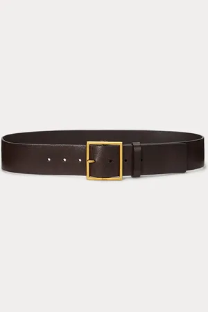 Ralph Lauren Square-Buckle Wide Leather Belt