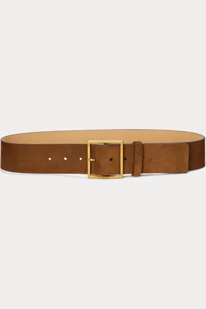 Ralph Lauren Square-Buckle Wide Suede Belt