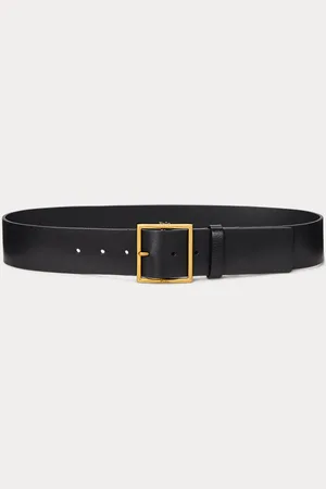 Ralph Lauren Square-Buckle Wide Leather Belt