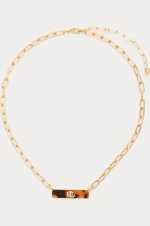 Ralph Lauren Gold-Plated Tortoiseshell Logo Necklace