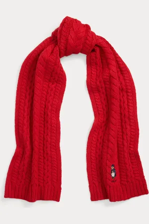 Ralph Lauren Polo Bear Cable-Knit Wool-Blend Scarf