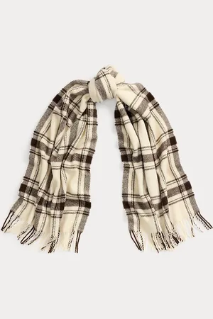 Ralph Lauren Plaid Fringe-Trim Wool Scarf