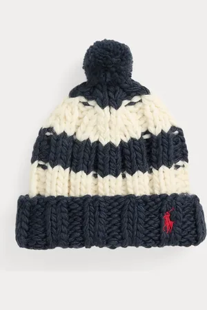 Ralph Lauren Striped Wool Pom-Pom Beanie