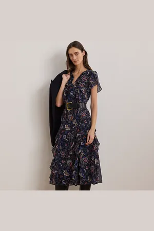 Ralph Lauren Floral Ruffle-Trim Georgette Dress
