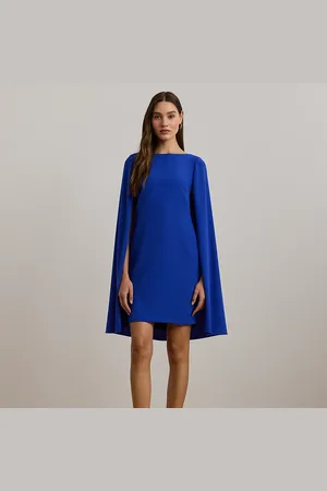 Ralph Lauren Cape Georgette Cocktail Dress