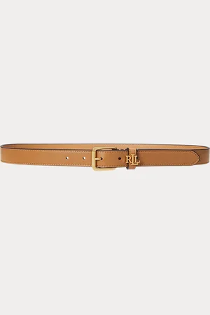 Ralph Lauren Logo-Keeper Leather Skinny Belt