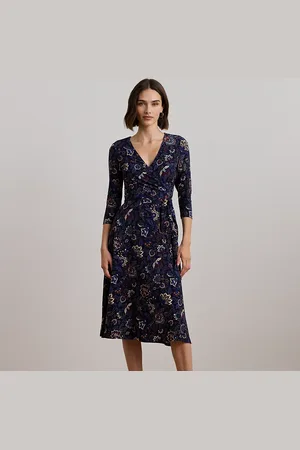 Ralph Lauren Floral Surplice Stretch Jersey Dress