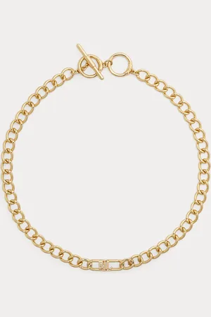 Ralph Lauren Plated Link Logo Collar Necklace