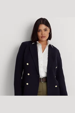 Ralph Lauren Curve - Double-Breasted Wool Crepe Blazer