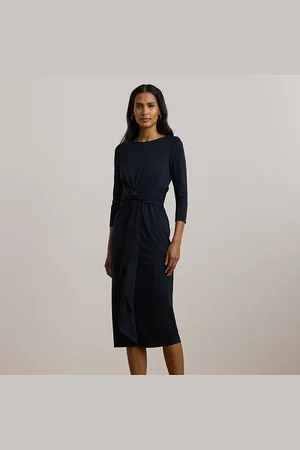 Ralph Lauren Twist-Front Stretch Jersey Midi Dress