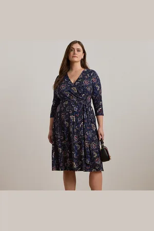 Ralph Lauren Curve - Floral Surplice Stretch Jersey Dress