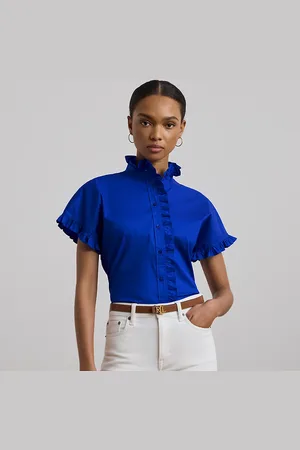 Ralph Lauren Ruffle-Trim Short-Sleeve Shirt