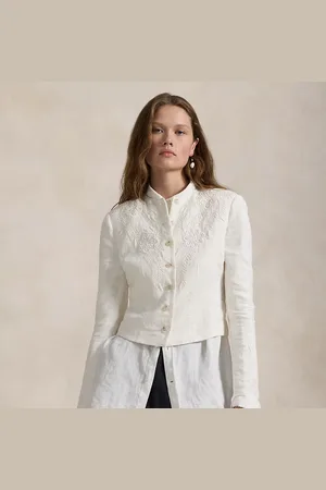 Ralph Lauren Floral-Embroidered Linen Jacket