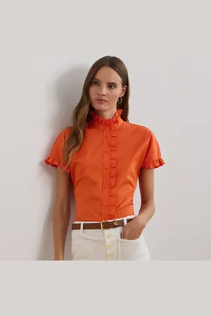Ralph Lauren Ruffle-Trim Short-Sleeve Shirt