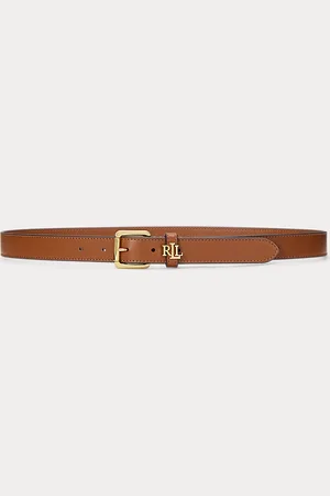 Ralph Lauren Logo-Keeper Leather Skinny Belt