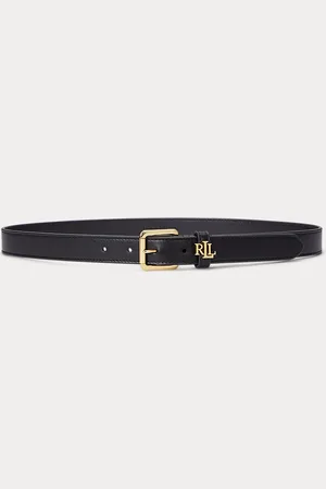 Ralph Lauren Logo-Keeper Leather Skinny Belt