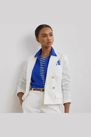 Ralph Lauren Double-Breasted Canvas Cropped Blazer