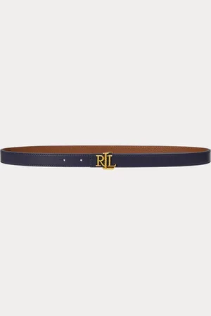 Ralph Lauren Logo Reversible Embossed Skinny Belt