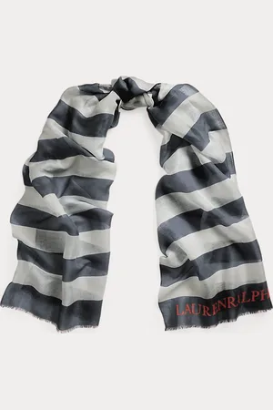 Ralph Lauren Logo Striped Wrap Scarf