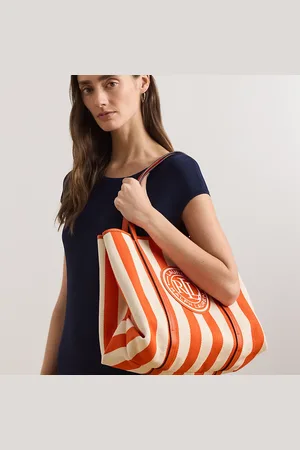 Ralph Lauren Striped Herringbone Large Emerie Tote