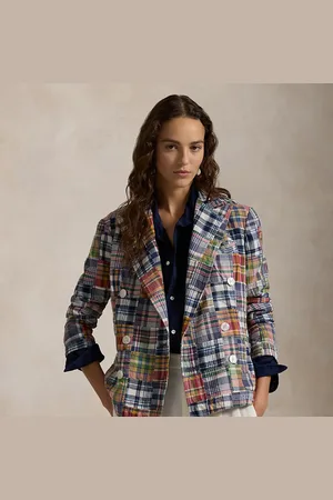 Ralph Lauren Plaid Cotton Double-Breasted Blazer