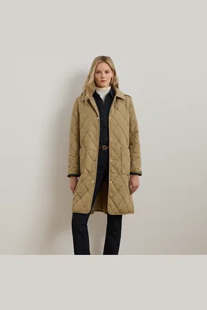 Ralph Lauren Corduroy-Trim Logo Quilted Hooded Coat