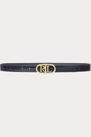 Ralph Lauren Logo Reversible Embossed Skinny Belt