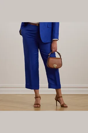 Ralph Lauren Curve - Linen-Blend Twill Cropped Trousers