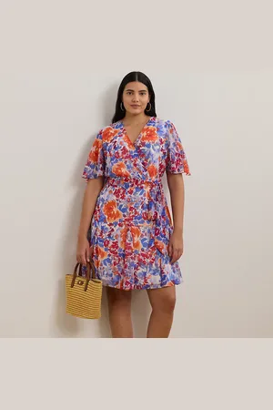 Ralph Lauren Curve - Floral Crinkle Georgette Surplice Dress