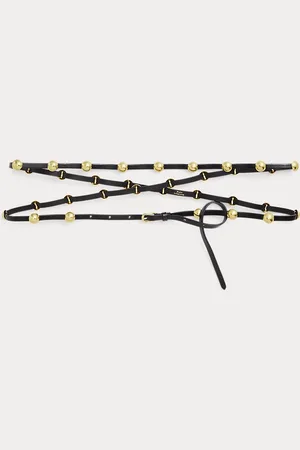 Ralph Lauren Studded Leather Double-Wrap Belt