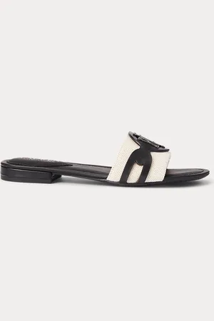 Ralph Lauren Alegra Canvas-Leather Slide Sandal