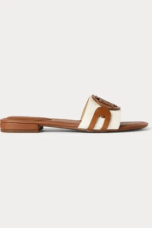Ralph Lauren Alegra Canvas-Leather Slide Sandal