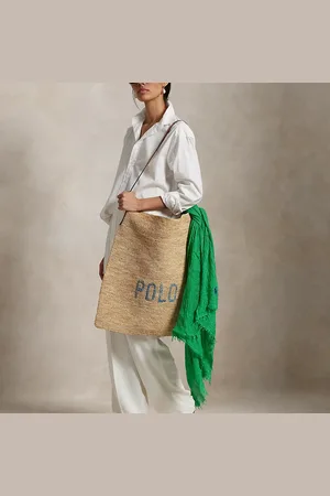 Polo raffia large tote bag best sale