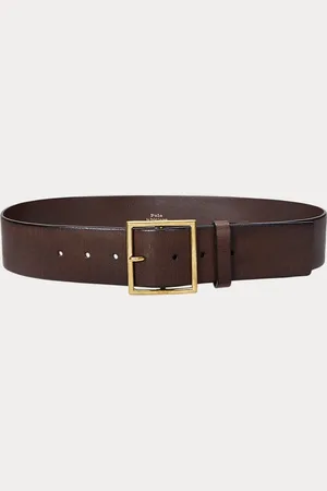 Ralph Lauren Square-Buckle Leather Belt
